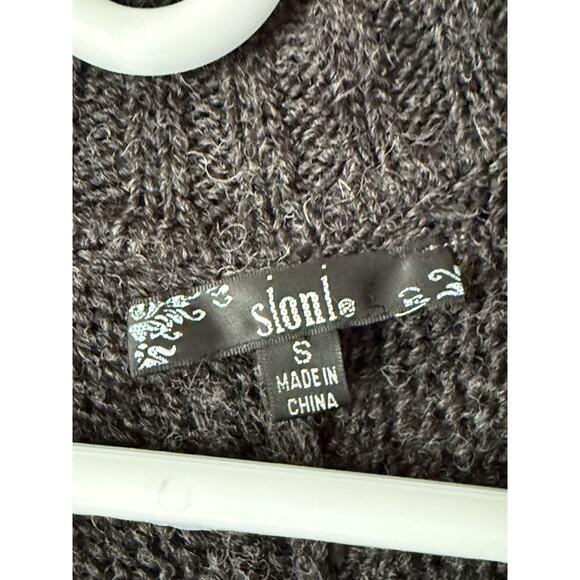 SIONI Anthropologie Cardigan Sweater Woman S BOHO Wool Blend Gray Crochet - Picture 3 of 7